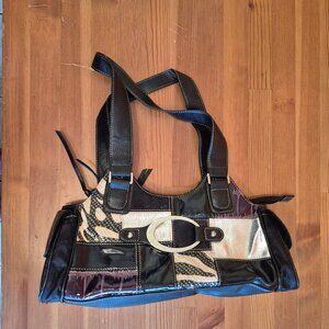 D-Fusion muti-pattern Animal Print Patch Work Shoulder handbag purse